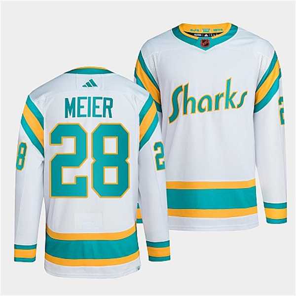 Men%27s San Jose Sharks #28 Timo Meier White 2022 Reverse Retro Stitched Jersey Dzhi->san jose sharks->NHL Jersey